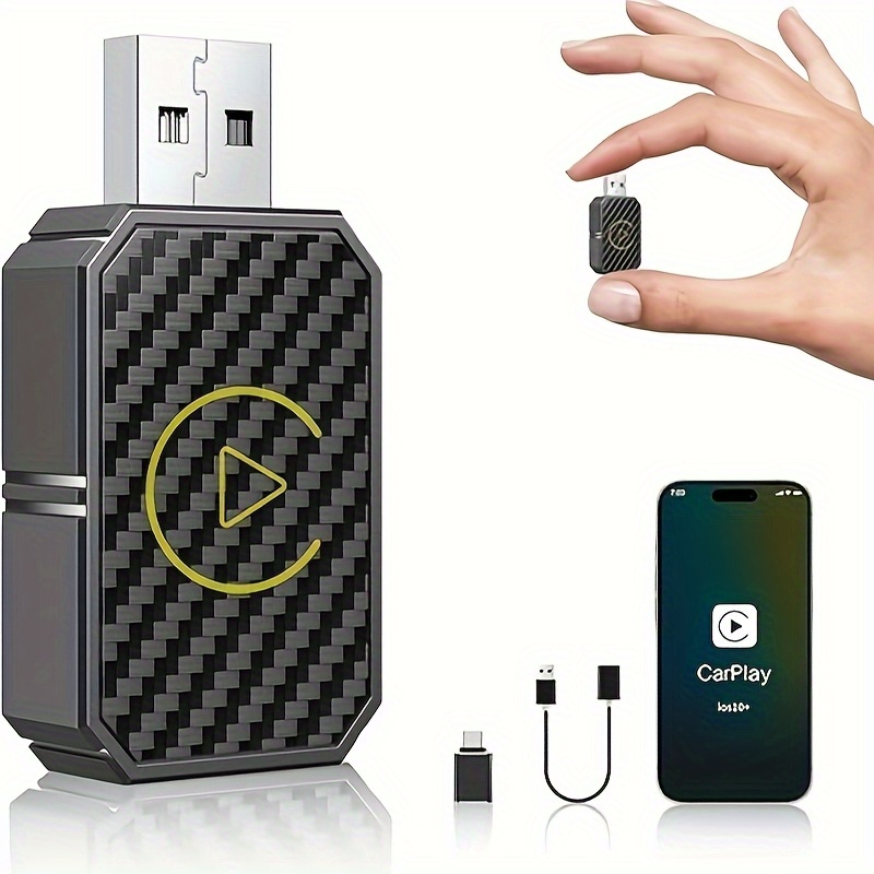 TEMU Wireless For Carplay Adapter For Factory Wired Cars From 2016 - 2-in-1 & Auto Adapter Easier , Driving, Car Audio Upgrade, Seamless , Modern , Durable Build, Daily