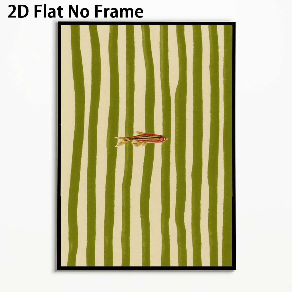 TEMU 2d Flat, 2d Flat, 1pc 2d Flat Prints Fish Theme Art | Retro Style Wall Decoration, Frameless Canvas, Suitable For Living Rooms, Bedrooms,
