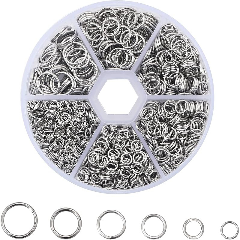 TEMU 900pcs 304 Stainless Steel Jump Rings For Jewelry Making Open Jump Rings 4/5/6/7/8/10mm Silvery O-ring Connectors Chain Links For Diy Bracelets Earrings Necklaces