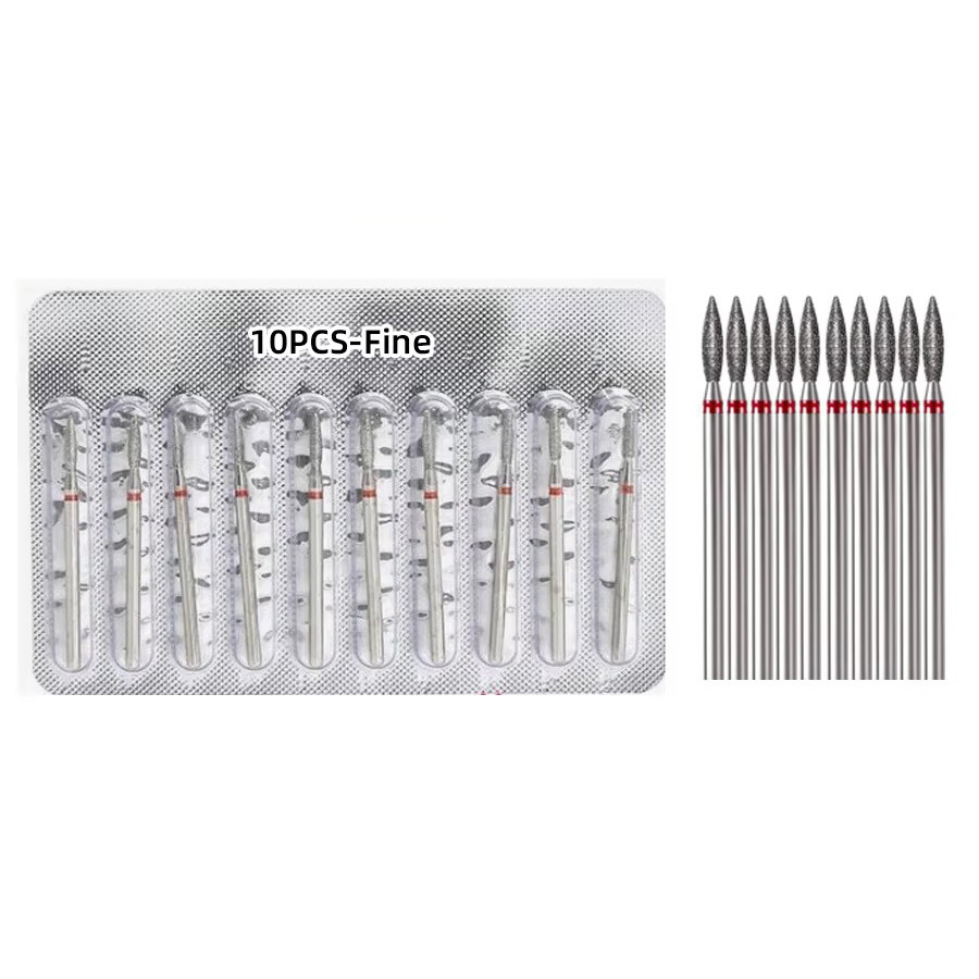 TEMU 10 Stk. Professionelle Nagelfräser-Bits, Unter-Nagel-Reiniger, Nagelhautentferner, Nagelvorbereitung, Nagelzubehör für Nageltechniker (Fein oder