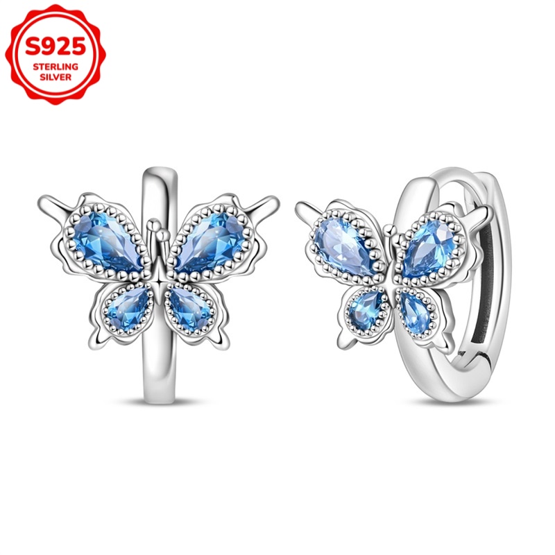 925 Sterling Silver Women's Hypoallergenic Blue Earrings, Exquisite Earrings, Elegant Gift For Her