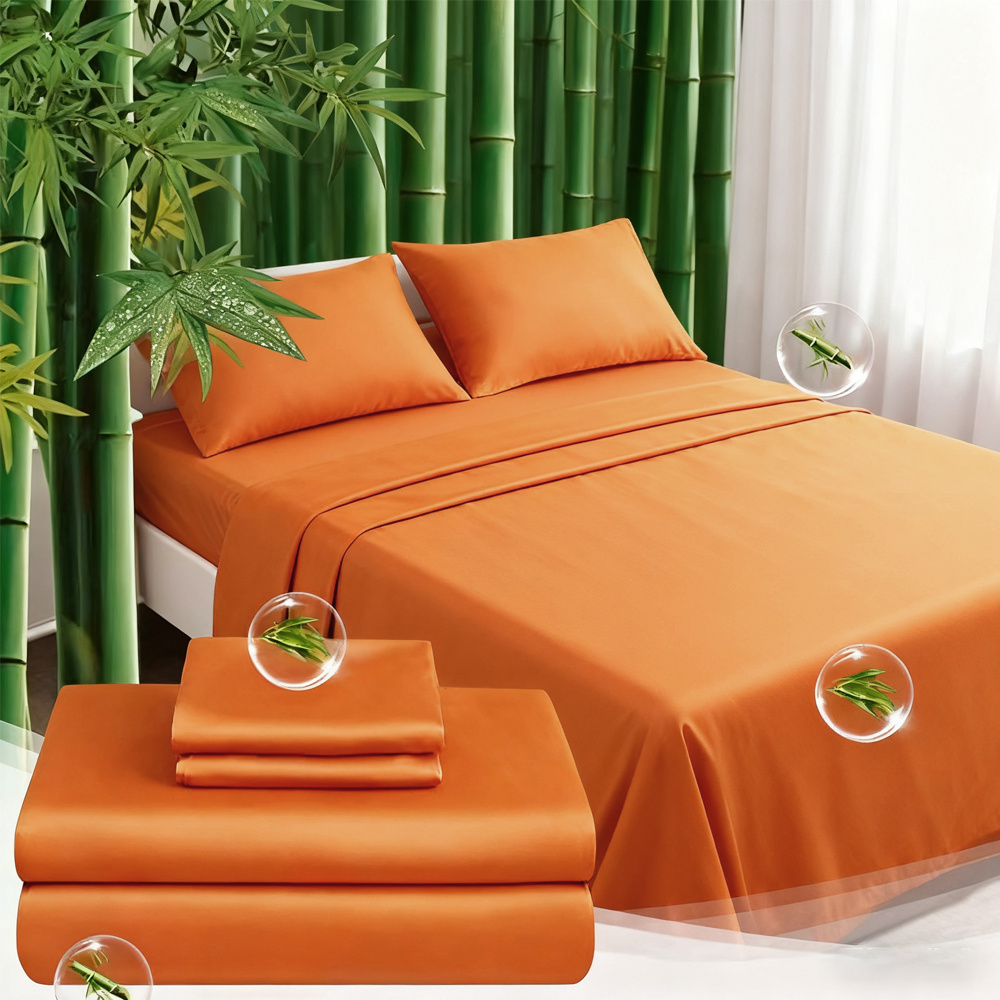 TEMU 4pcs Bamboo Sheet Set | 2200tc Ultra Soft Viscose Bedding - Super Cooling & Breathable, Hotel-quality, Luxury, Sizes