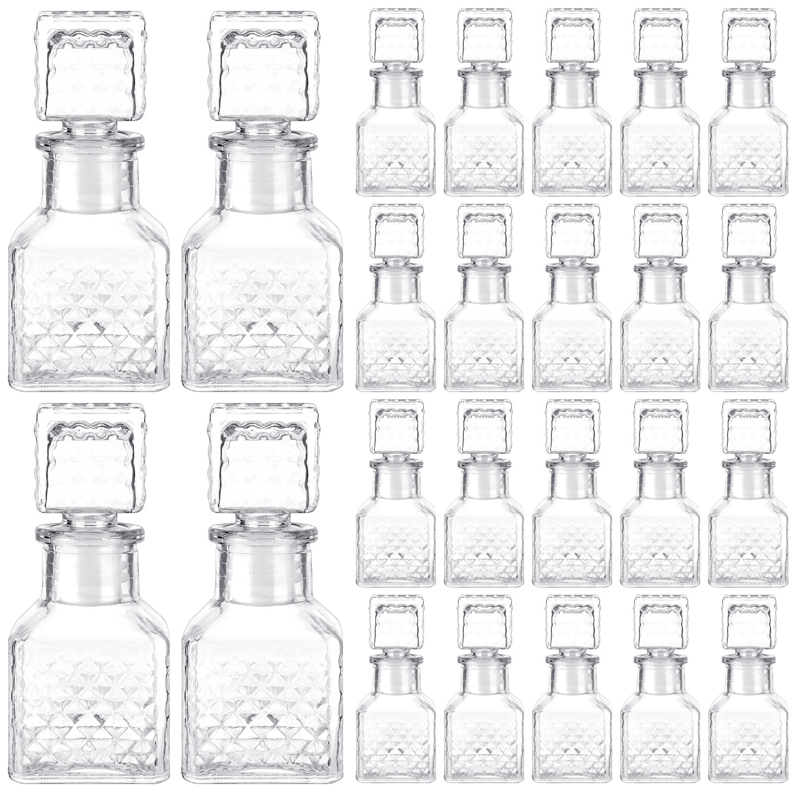 TEMU 24pcs Mini Glass Wine Bottles 1.7oz Glass Patron Bottles With Stopper Decorative Tequila Bottle For Whiskey Vanilla Extract Wedding Baby Shower