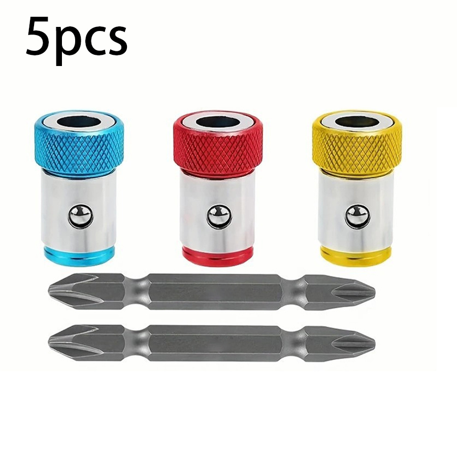 TEMU 5/8pcs Universal Magnetic Screwdriver Bit Set - 2.56in Long Bits With 1/4 Hex Shank For Power And Hand Drills, Screw Holder, Compatible With