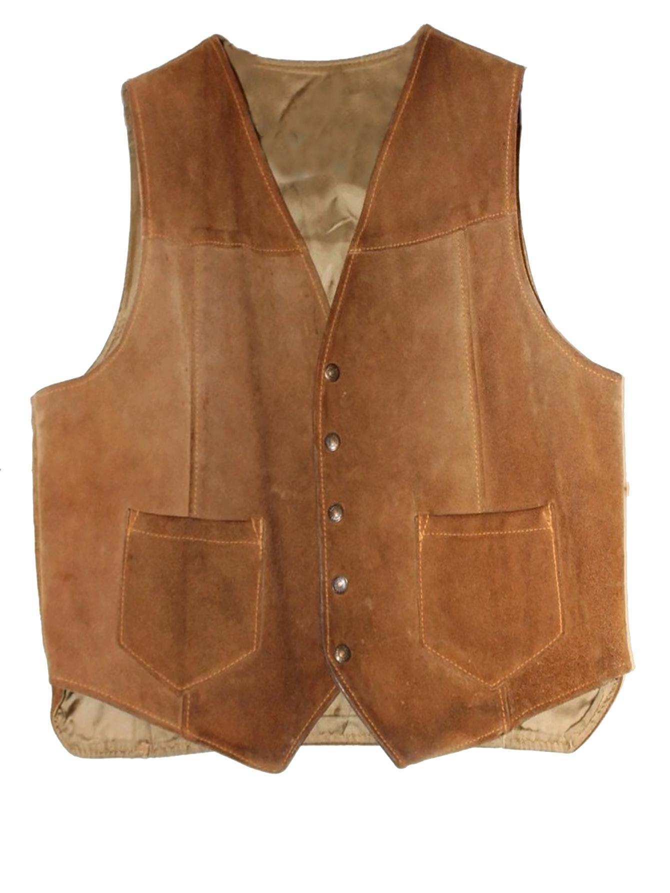 Gilet En Cuir Homme Vintage – Style Cowboy Western, Daim Marron, Sans Manches Décontracté