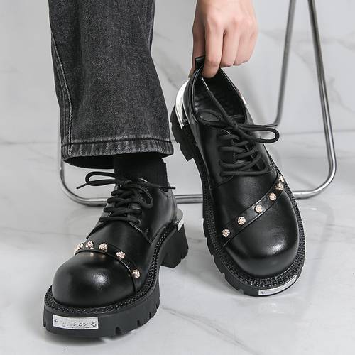 item picture new versatile british style vintage mens platform casual shoes with oversized toe trendy and fashionable mens footwear