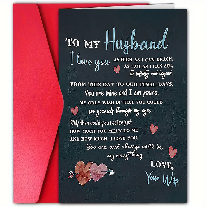 

1pc Warm Card For Husband, Boyfriend, - 12cm X 18cm Paper Card With Envelope, Greeting Card For , , Expressing Love And Appreciation