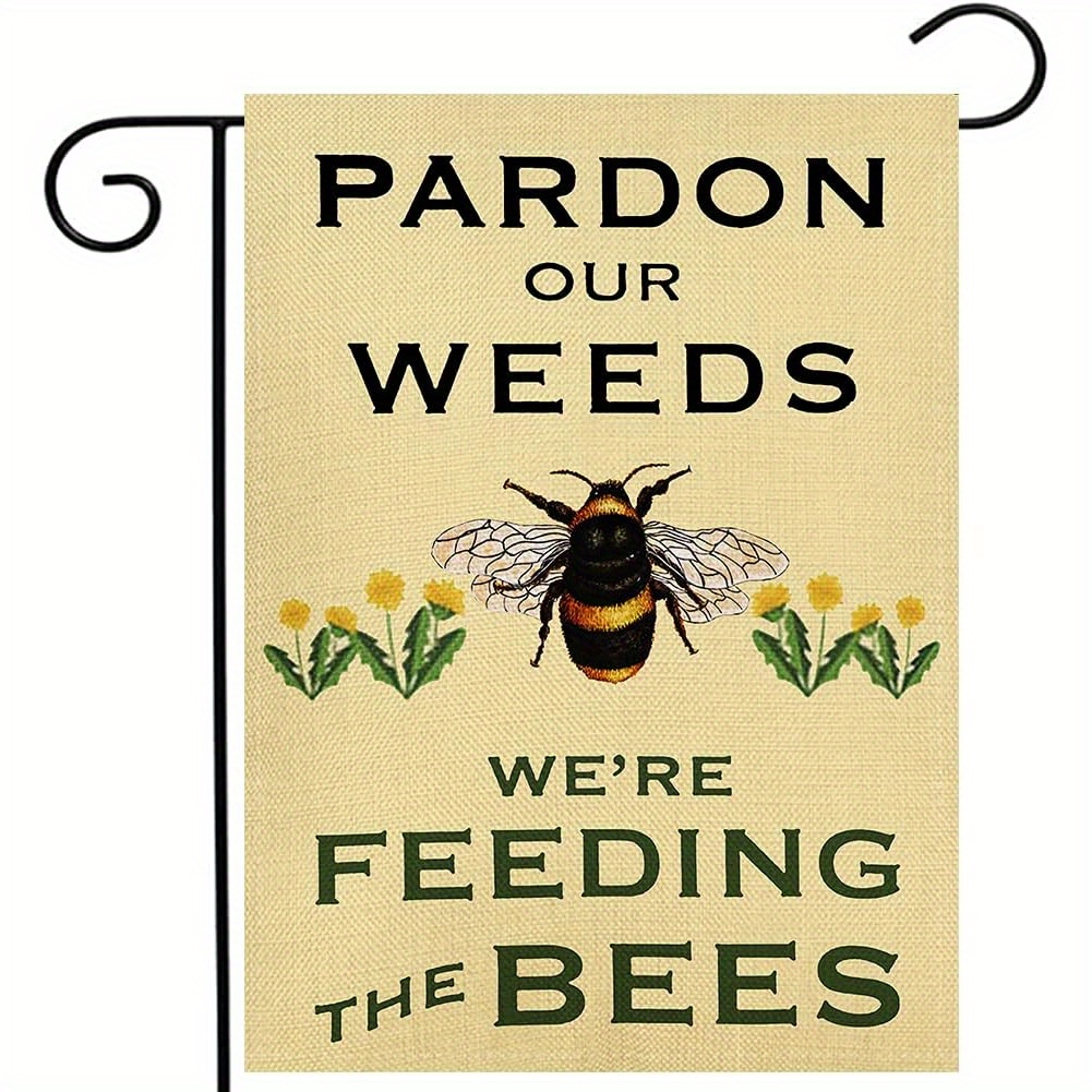 TEMU Vertical Decorative Yard Sign For Outdoor Use, Measuring 12.5 X 18 Inches, Featuring A Summer Garden Theme With A Message About Feeding Bees And