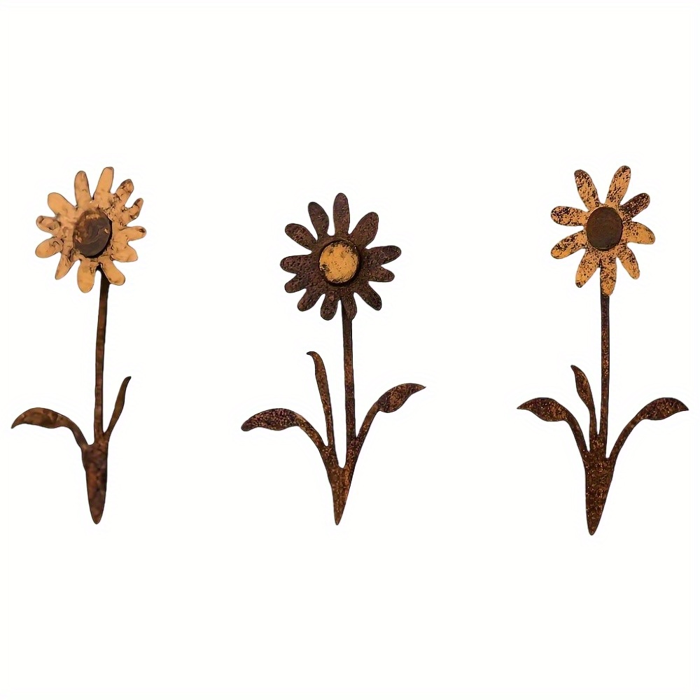 TEMU 2D Plat - 【2D Plat】 2D Plat - [2D Plat] 3pcs Tuteurs de Jardin en Métal Colorés, Décoration d' en Fer 2D Plat pour Plantes, Convient pour Cour,