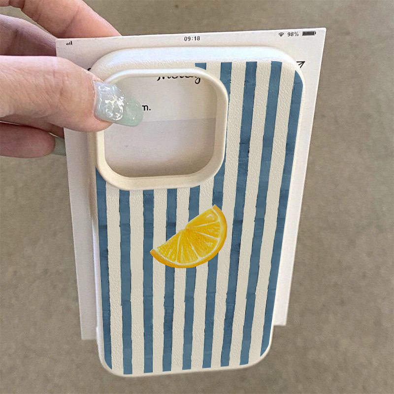 Blue Lemon Illustration Design Case for iPhone 16 Pro Max/16 Plus/15 Pro Max/15 Pro/15 Plus/15/14 Pro Max/14 Pro/14 Plus/14/13 Pro Max/13 Pro/12 Pro Max/12 Pro/11 Pro, Soft Cover, New Style, Fashionable, Protective, Gift,, Business