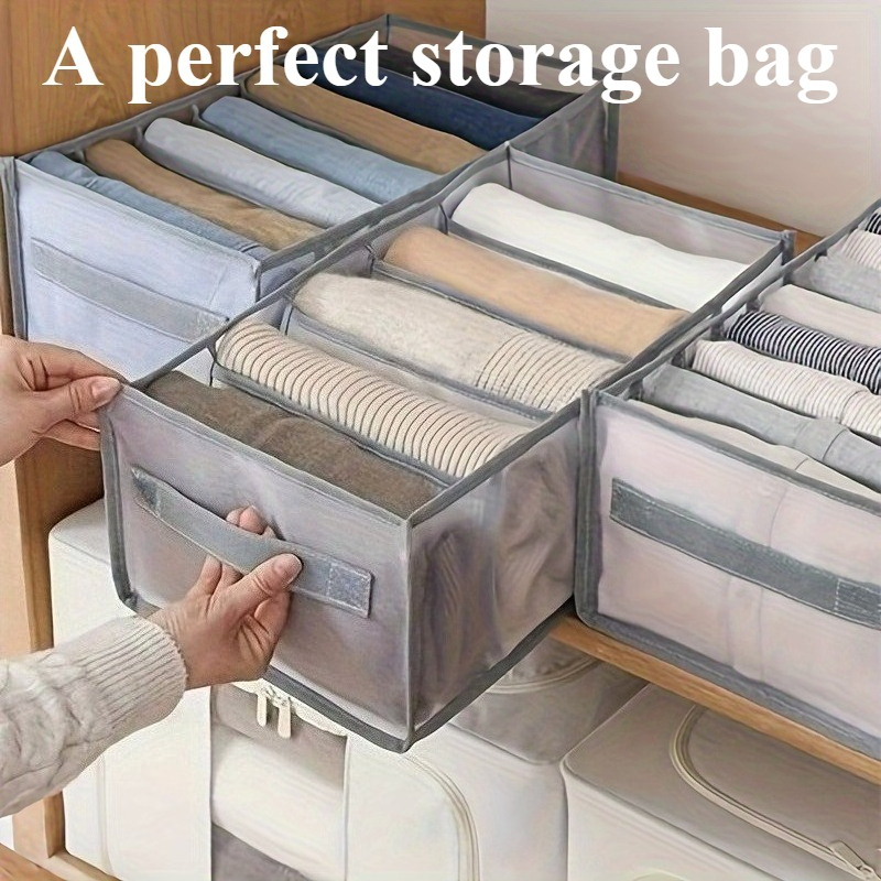 TEMU Boîte de rangement de penderie en tissu de qualité supérieure à 7 sections - avec poignées, organisateur de tiroir pliable, en transparente,