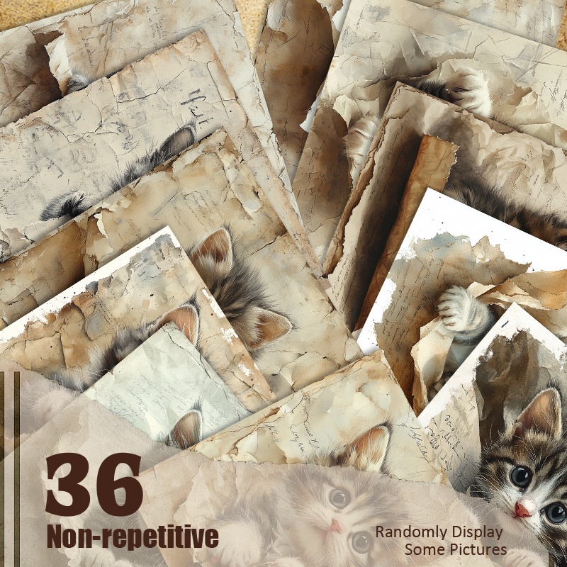 E-shop 36 Blatt flauschige Kätzchen-Illustrationen, warmes kindliches -Papier, Dekorpapier, Materialpapier, Handbuchpapier, geeignet für