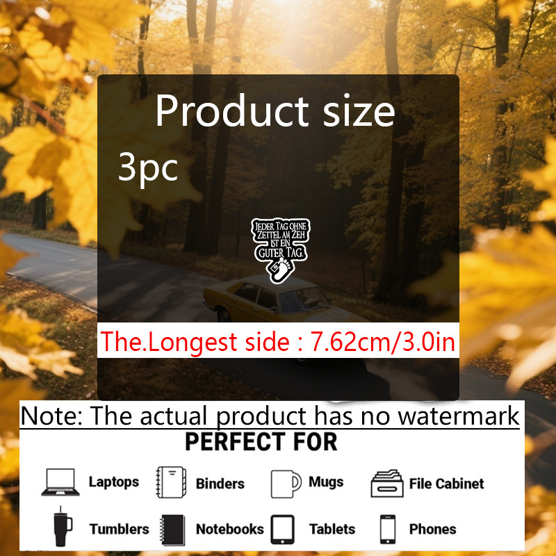 Image of 3pcs Fun German Sticker Designs Very Durable Vinyl 3-inch Car Stickers, Laptop Stickers, Helmet Tool Box Stickers, Water Bottle Stickers, Motorcycle Stickers, Etc