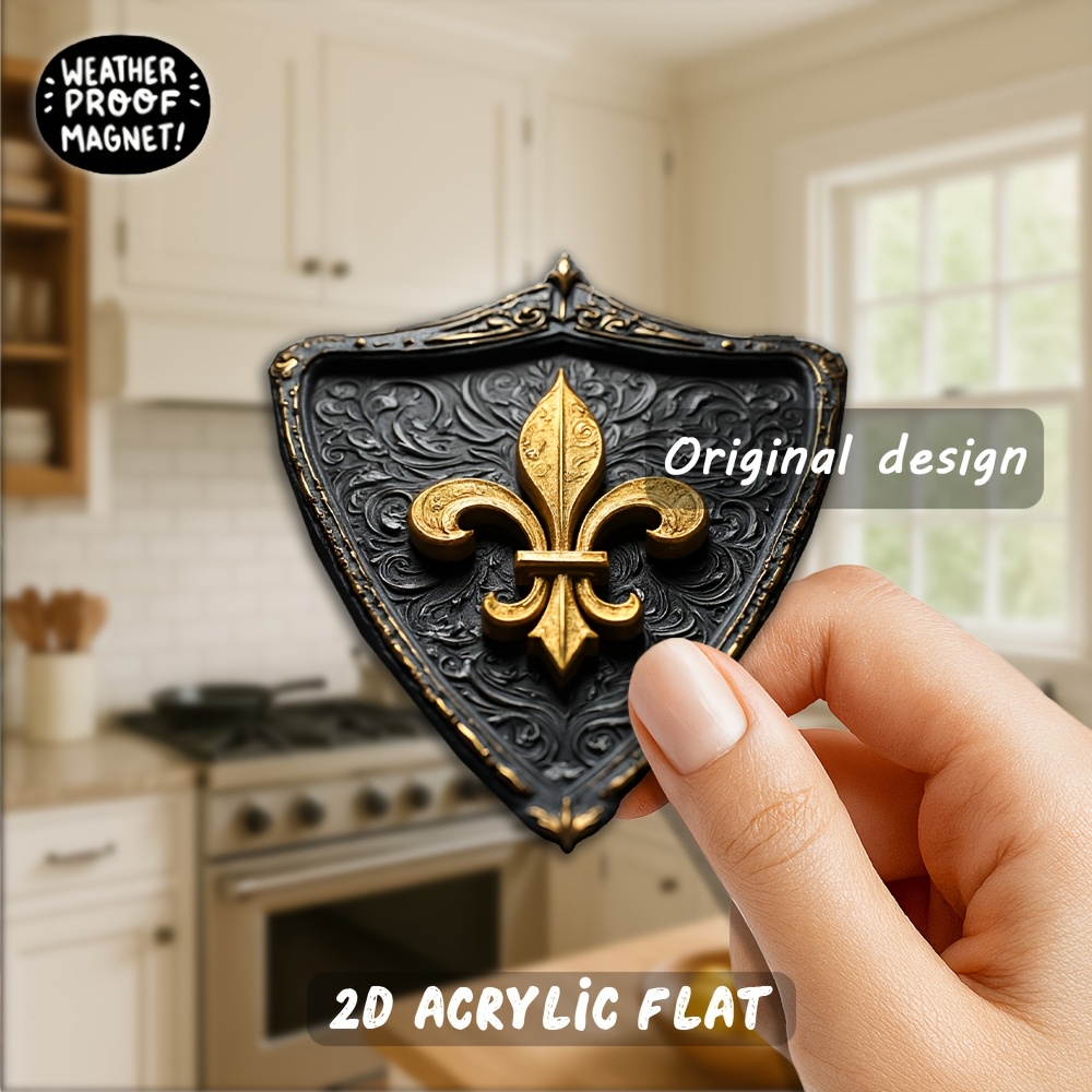 TEMU 1pc Aimant Élégant - Royal Traditionnel Français à Carreaux avec Cadre , Décoration Magnétique en Acrylique et Caoutchouc, Idéal pour Cadeaux de