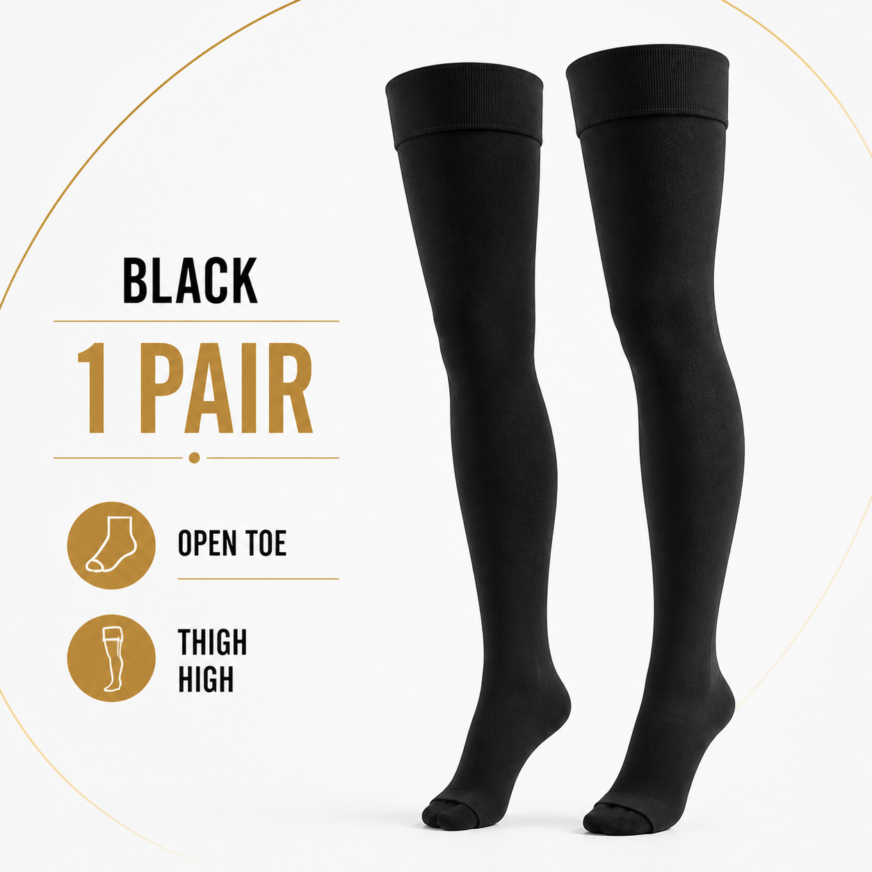 TEMU [compression Stockings] 1 Pair Open Toe Thigh-high Compression Socks, Breathable Stretch Stockings With Top And , Lightweight Long Socks For