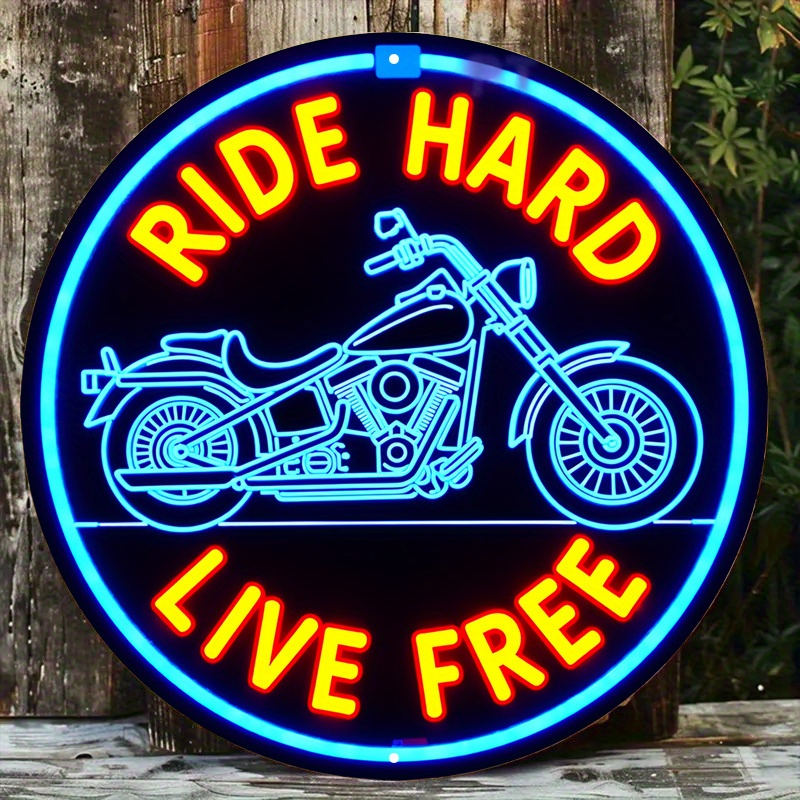 

1pc Aluminum Art Motorcycle - , Live Free In & - Metal Decor For Bar, Café, - 7.8x7.8