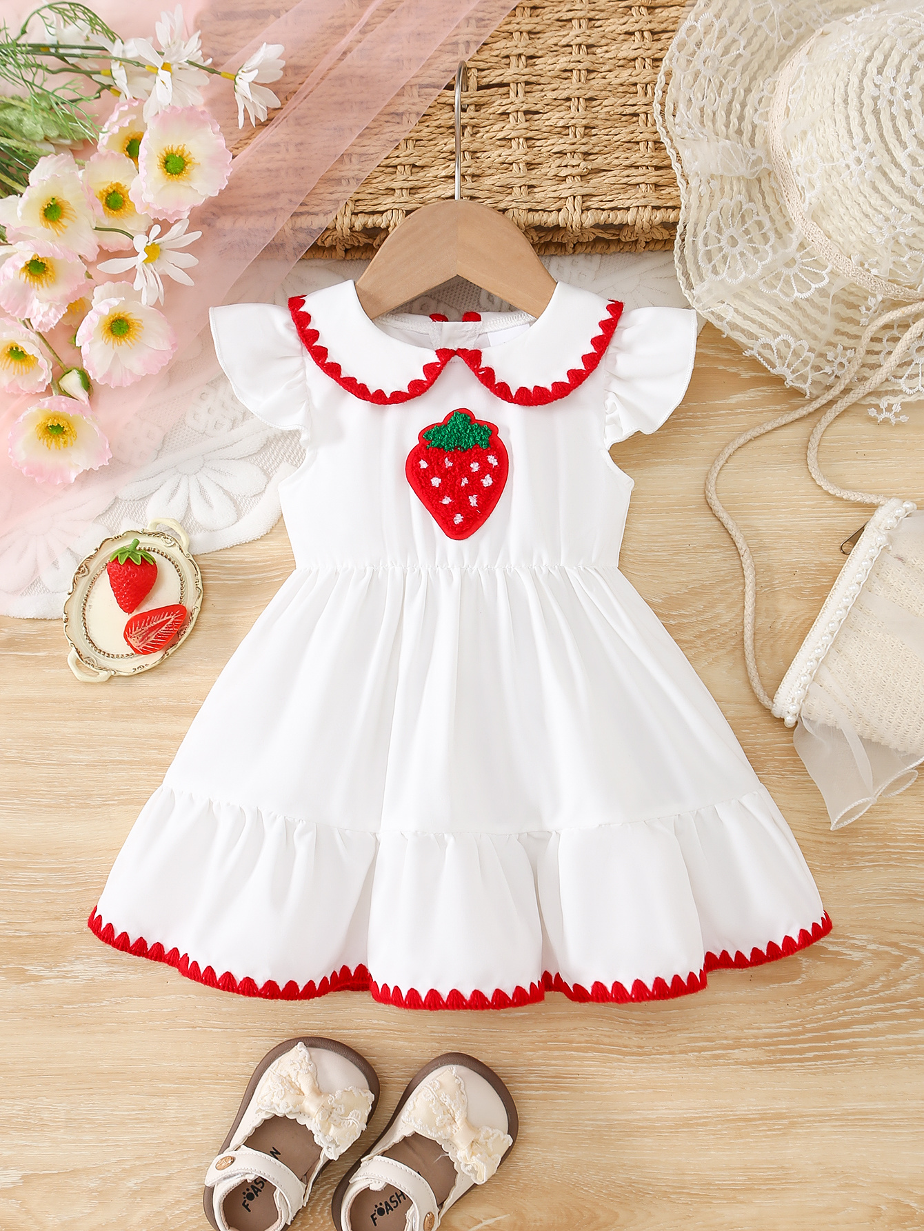 white christmas dresses Baby Girl Sparkle Strawberry Tulle Dress 6-9 Months / Pink main image 0
