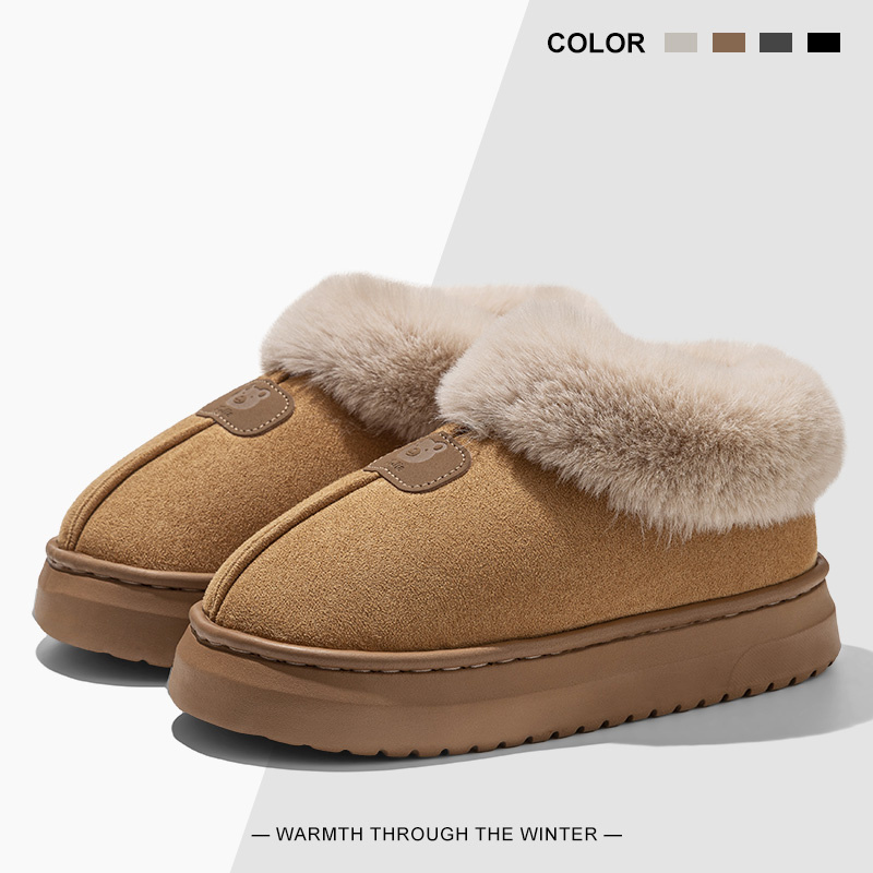 TEMU New Warm Outdoor Women's Slippers With Soft Sole, -lined Thick Sole, Height-increasing, Fashionable And Versatile Couple Style, Suitable For