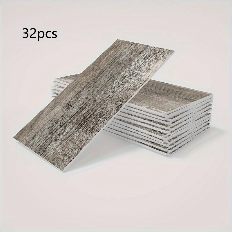 E-shop 32 Stück Matte Holz Rückwand Wandfliesen Aufkleber, Selbstklebend Wasserdicht Feuchtigkeitsbeständig Deckenaufkleber mit Holzmuster, Einfach