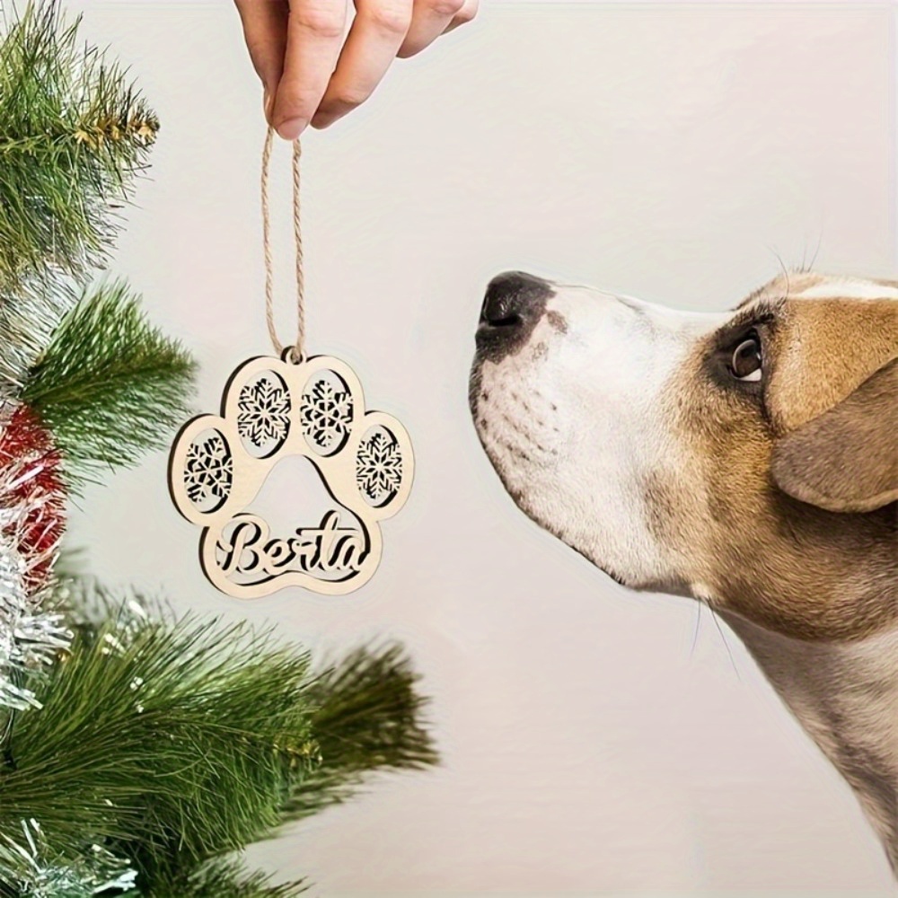 Image of 1pc Customizable Wooden Christmas Decoration | Cat Or Dog And Snowflake Design, Personalized Names "luma" And "", Perfect For Holiday Hanging Decorations (christmas Tree, Birthday)