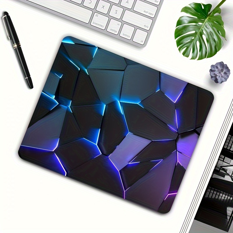 1pc Geometric Print Non-Slip Rubber Base Mouse Pad - Smooth Surface, Blue & Purple Design for Office, Laptop, Desktop - Stylish Desk Accessory, Mouse Pads for Desk, Office Accessory, Sleek Accessory, Modern Aesthetic, Highquality Material, Durable Surface