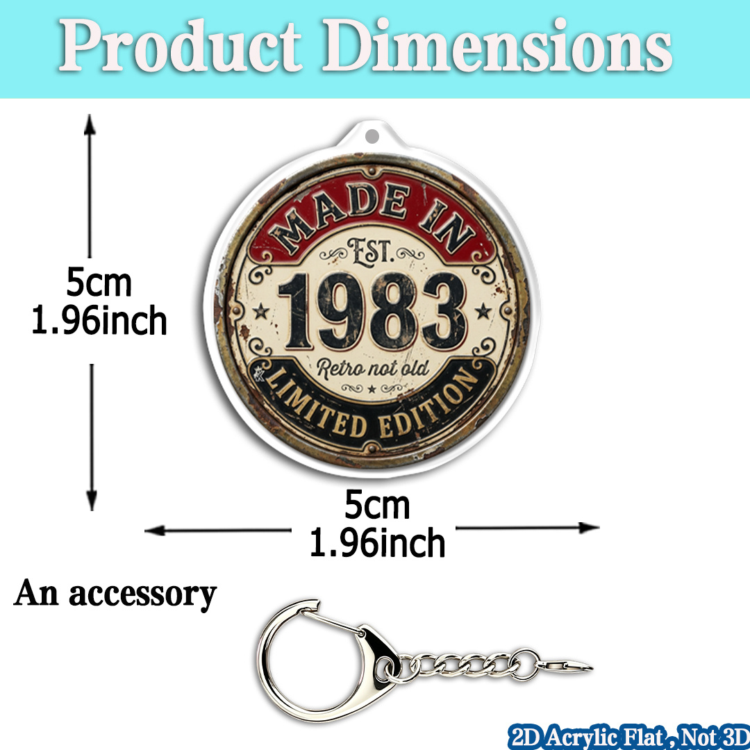 TEMU 1pc, Vintage 1983 Made In Keychain (1. 1.96 In) Suitable For Vintage Keychains, Keepsake Keychains, Trendy Additions, Crossbody Bag Charms,