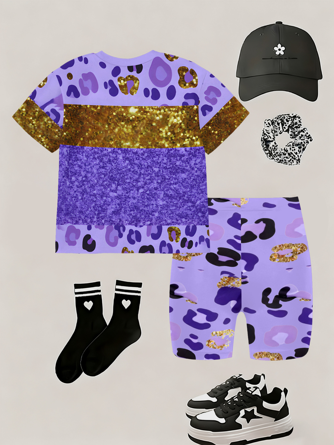 a girls t shirt and shorts set featuring a cartoon short sleeve design   casual streetwear an ideal gift for children suitable for outdoor activities