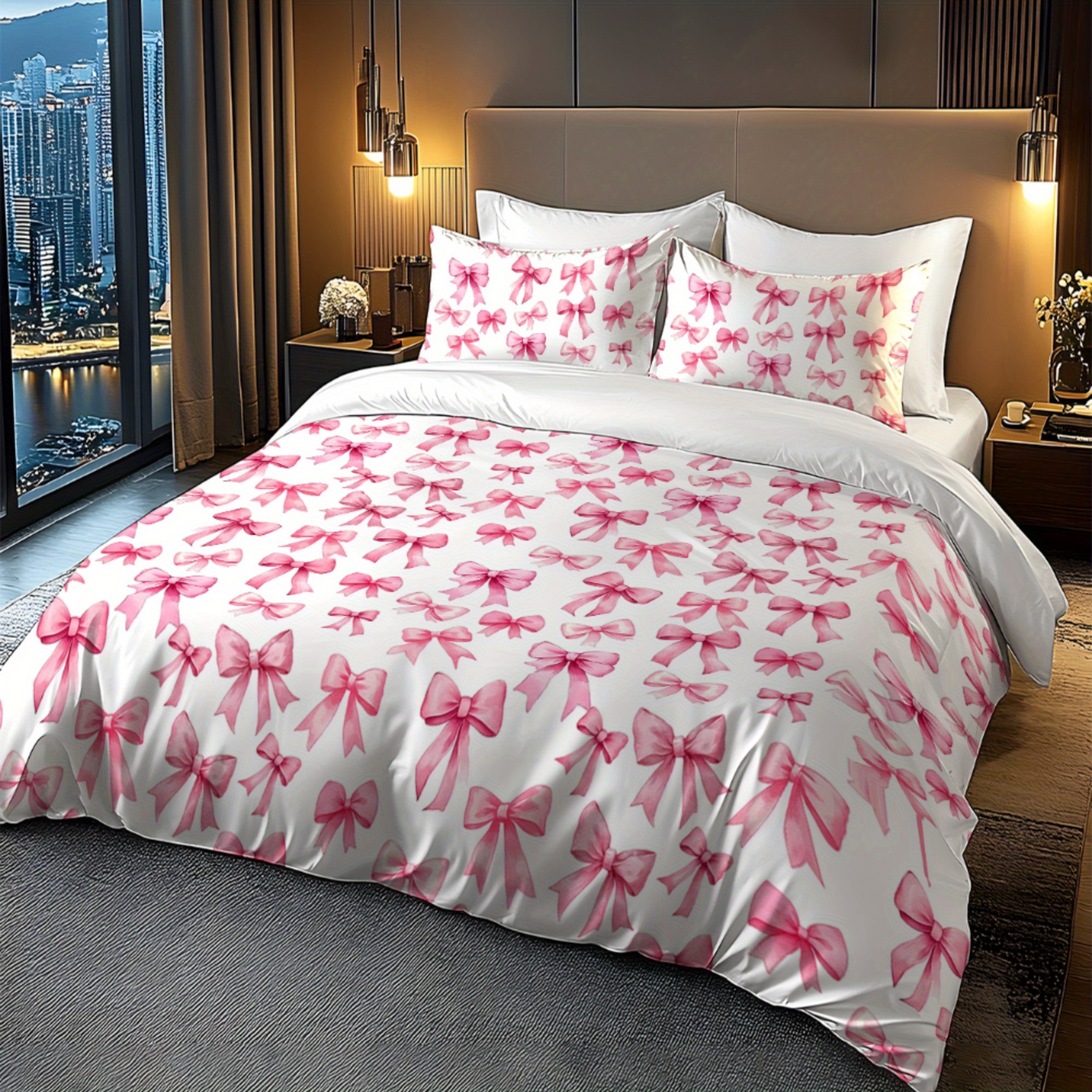 TEMU Jit2/3pcs Valentine's Day Bedding, Love Is , Featuring A Bow Tie Theme Design, Made With 3d Brushed Digital Printed Duvet Cover Set, Excluding