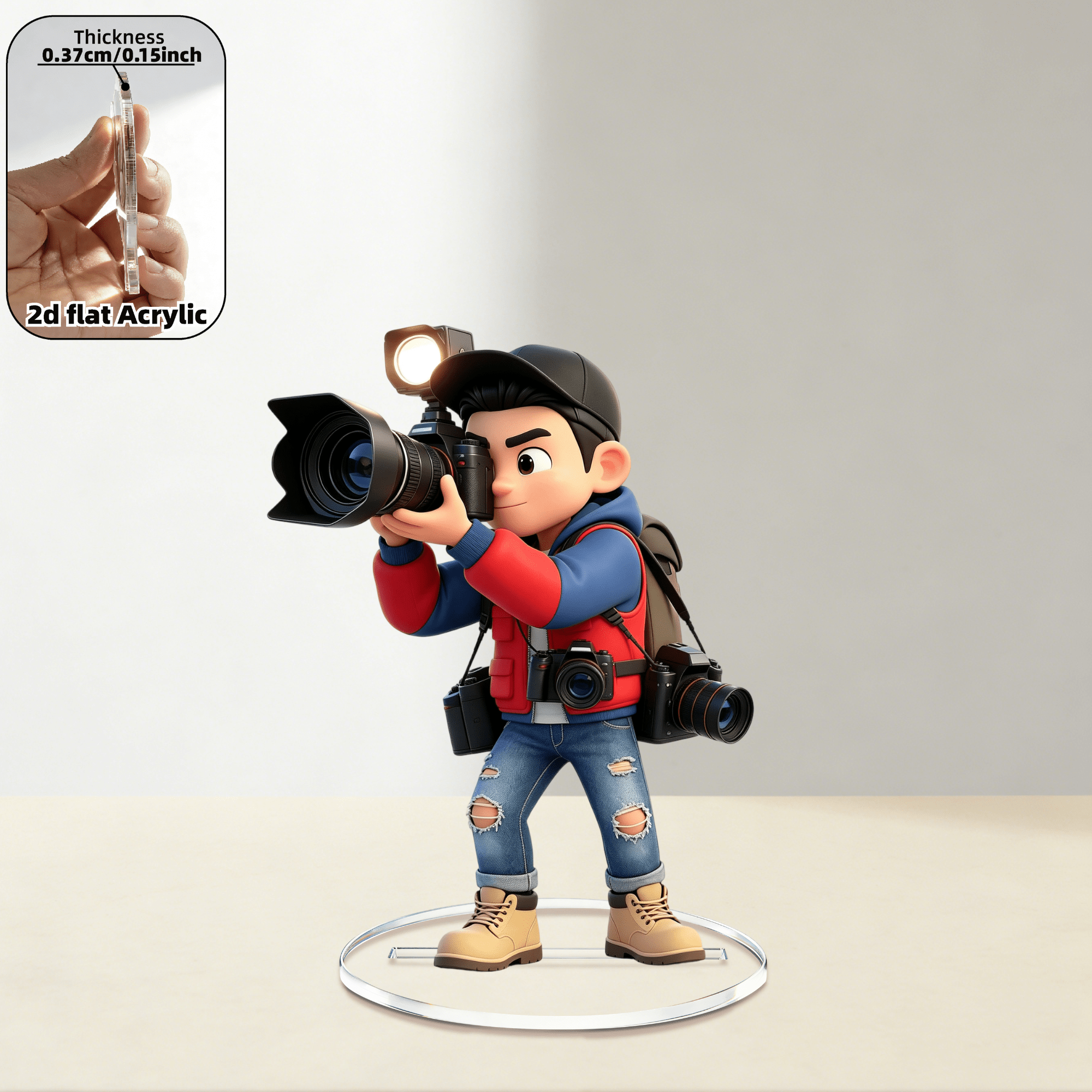 TEMU Standee piatto 2D in acrilico (tema fotografo) - per decorazioni e ufficio. Un regalo per e fotografi, per compleanni, feste, vacanze, cerimonie