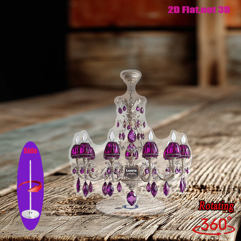 2d flat 1pc acrylic crystal chandelier decorative piece 2d flat rotating with amethyst   elegant event and celebration ornament for   room bedroom no electricity needed festive home decor elegant chandelier design acrylic construction chandeliers for ceiling details 6