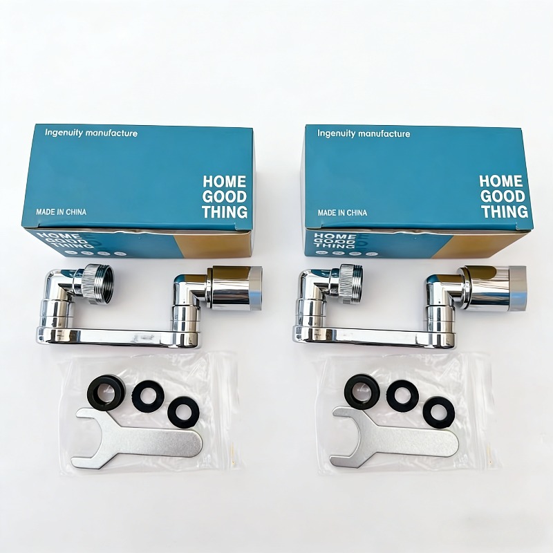 E-shop 2er-Pack Roboterarm-Wasserhahn mit 304 Edelstahl-Rohrverbinder, bietet 1440° Drehung, filtert Wasserverschmutzungen, Spritzschutz-Design