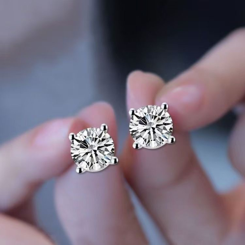 0.5/1/2/3 Carat Classic Four-Prong Synthetic Zirconia Earrings