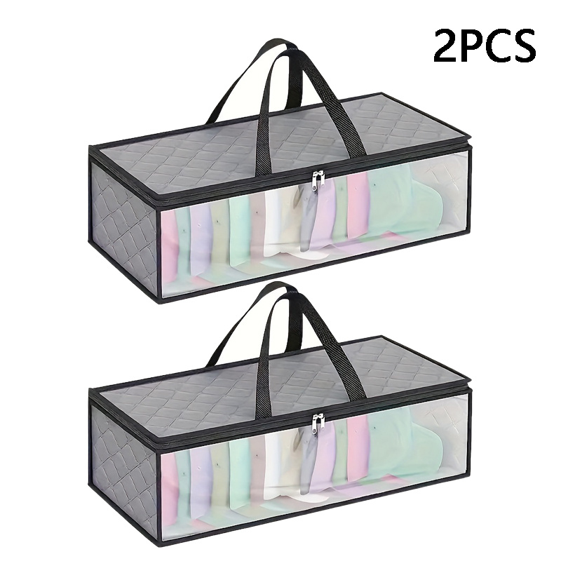 TEMU Large-capacity Baseball Storage Bag With Sturdy Handles - Space-saving, Transparent Design, Ideal For Bedroom, Closet, And Wardrobe Organization