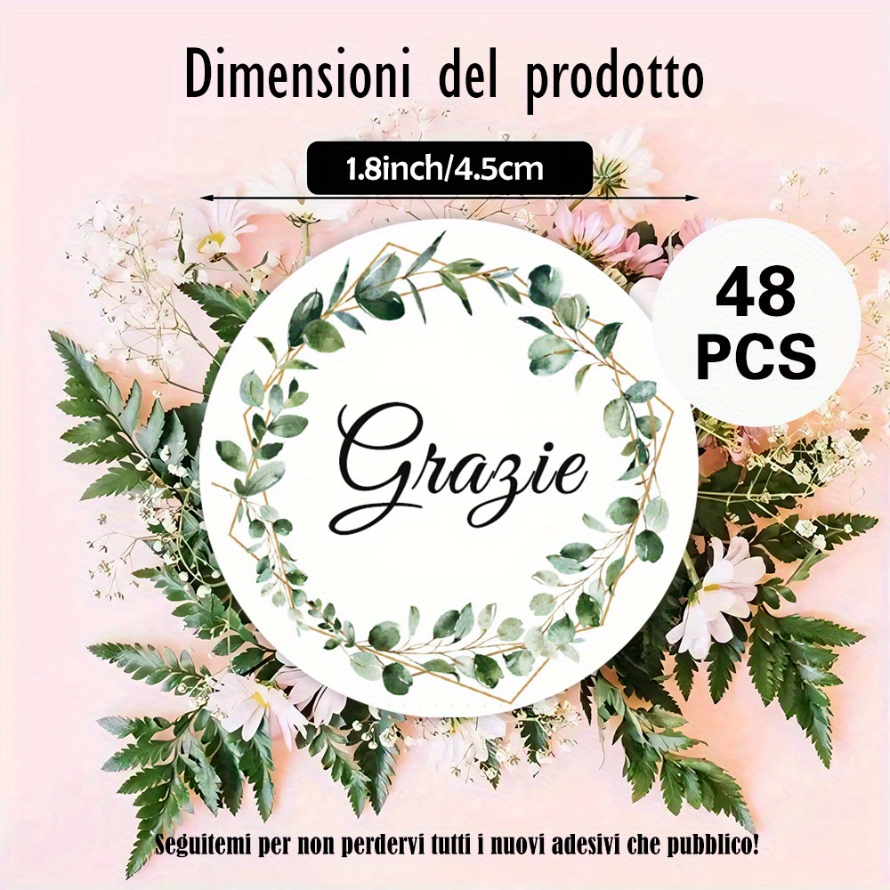 TEMU 48pz/96pz/144pz Adesivi Rotondi con "Grazie" in un di con Bordo , , per Confezioni Regalo, Etichette Regalo, Buste, , Feste a Tema e , per un'