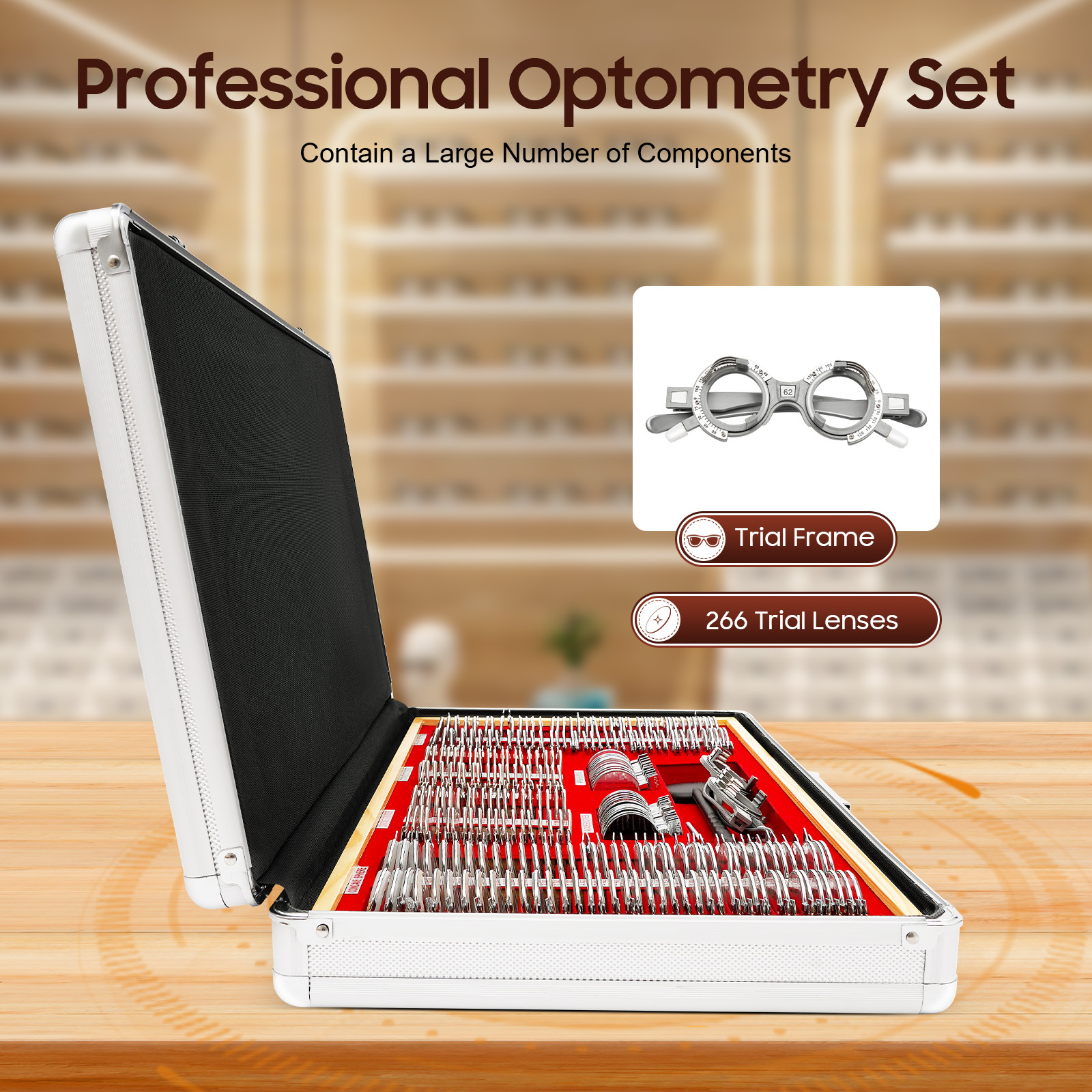 266pcs optical trial lens set optometry kit metal rim - Temu