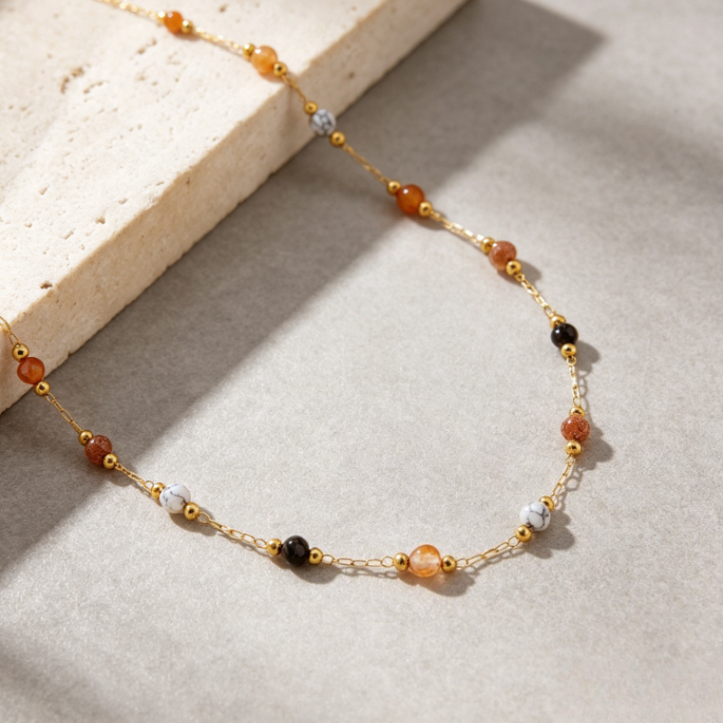 Retro Style 316L Stainless Steel Beaded Necklace