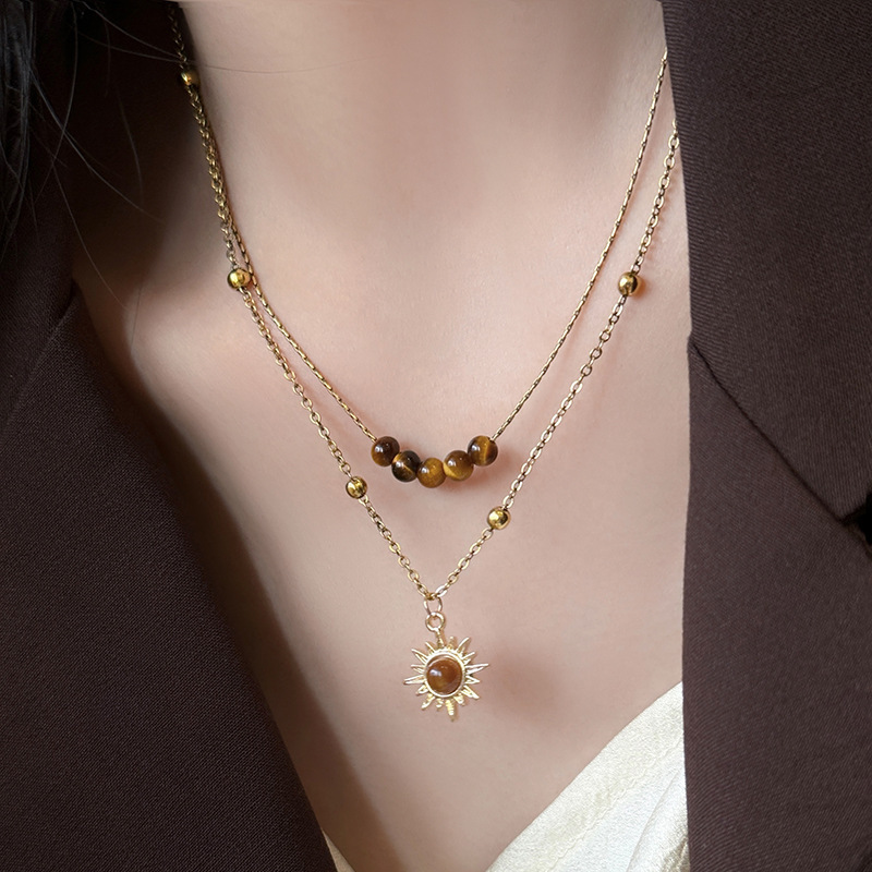 TEMU Collar de 1 pieza con y , cadena de suéter dorada vintage apilable de diseño de para mujer, accesorio de collar para la clavícula de otoño e
