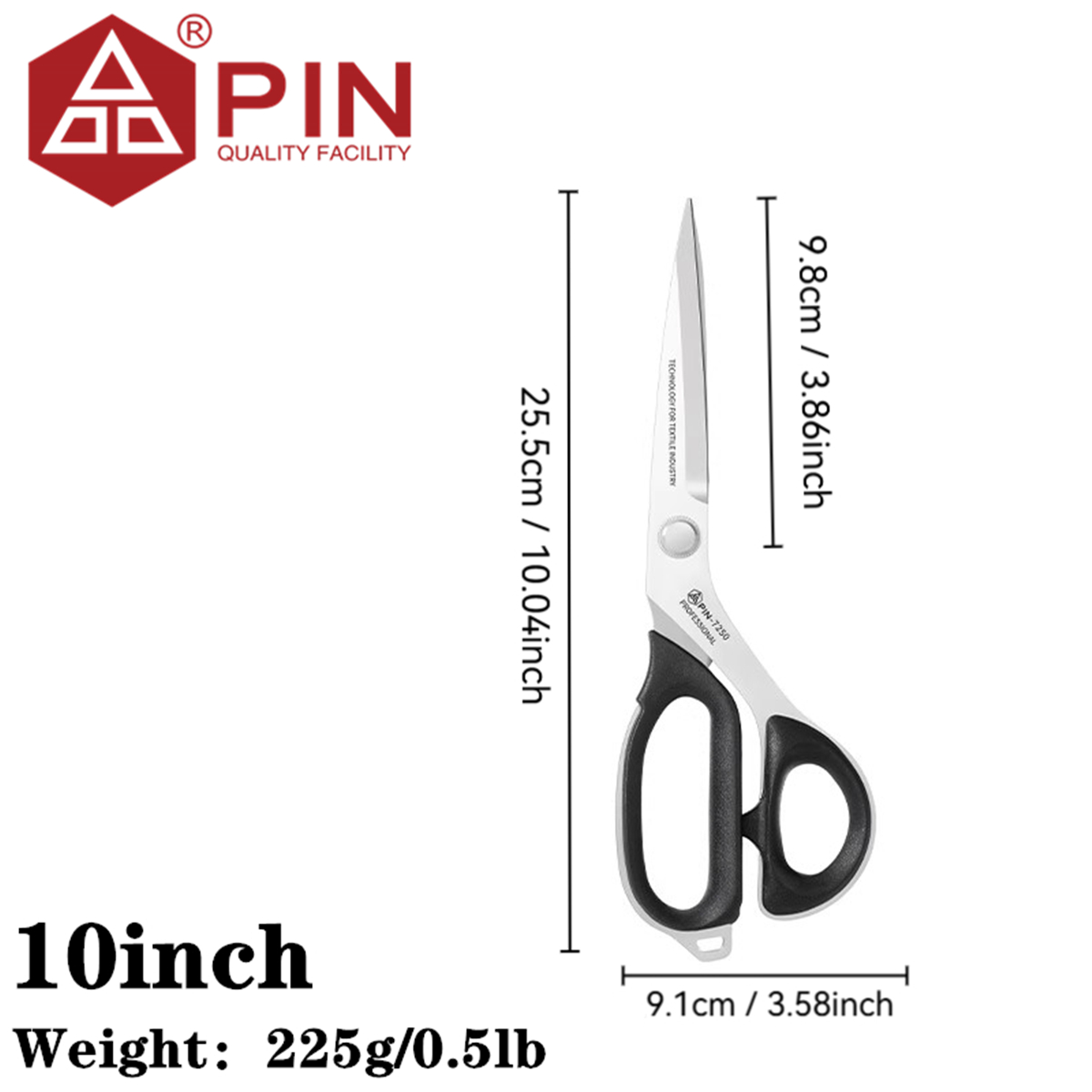 E-shop PIN Leichte -Schere 8 Zoll 10 Zoll 12 Zoll Premium Scharfe Stoffschere, Robuste Stoffschere zum Schneiden von Kleidung Leder Professionelle