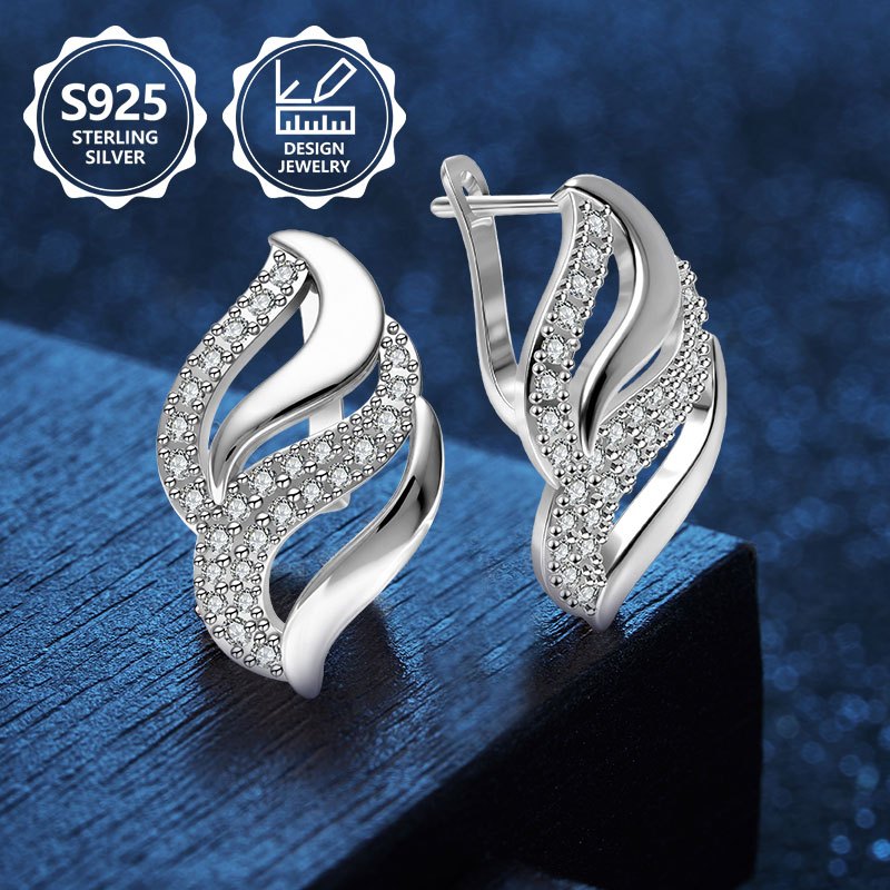 Image of 925 Sterling ' Classic Fashion Hoop Earrings, Easy, Elegant, Exquisite Women's Earrings. Are Perfect For Daily Wear And Make An Ideal Holiday Gift For Or A Friend