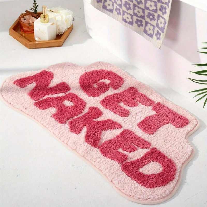 

Plush Cashmere Door Mat With English Letter Design - High-density, Non-slip & Absorbent Bathroom Rug, Dirt-resistant Kitchen Floor Carpet