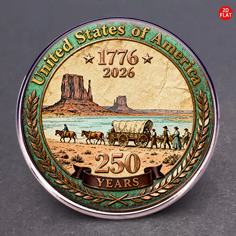 TEMU 1pc, 2d 250th Anniversary Us Commemorative Brooch 1776-2026 Historical Pattern Stainle