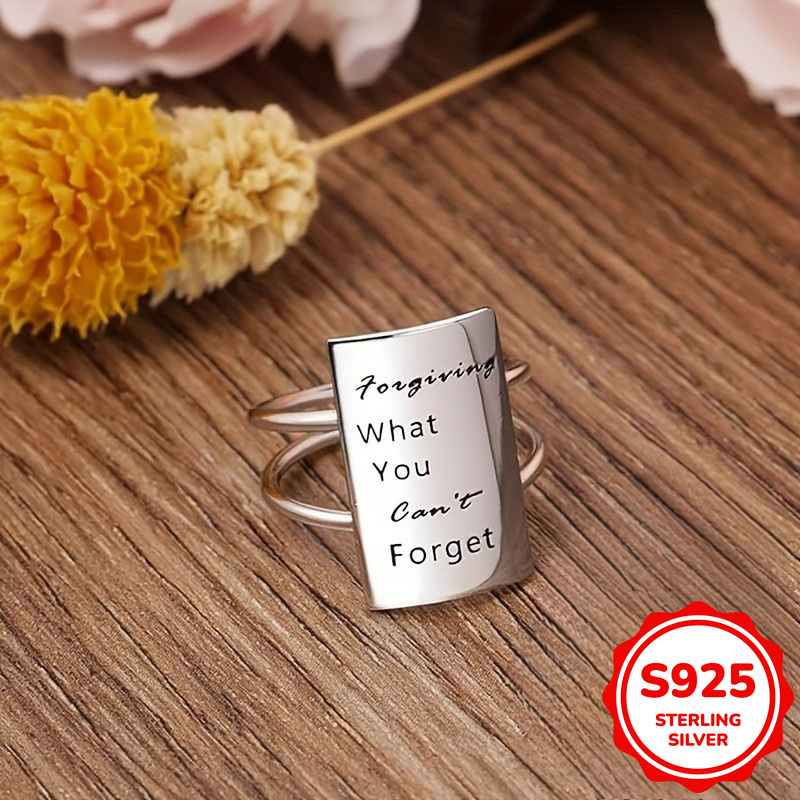 Vintage S925 Silver Lettering Shield Ring, Unisex Gift