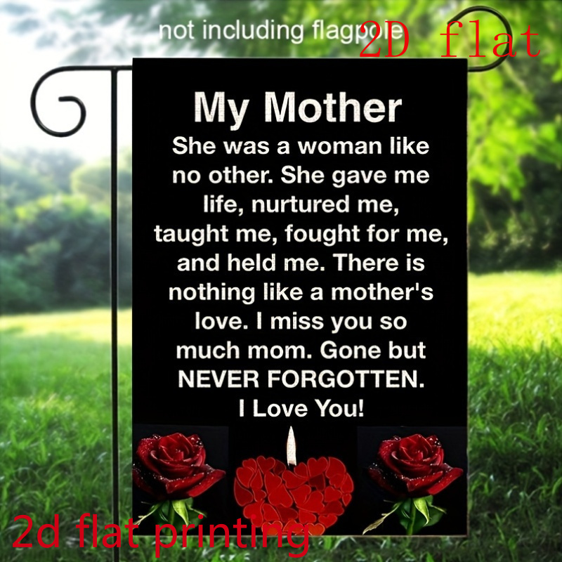 TEMU 2d Flat, 2d Flat- 1pc- 1pc, Memorial Flag I Love You Mom Garden Flag, Honor Lover Garden Flag Funeral Sign Suitable For Outdoor Courtyard Home