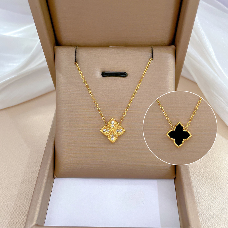 1pc Stainless Steel Clover Necklace For Women, Minimalist Floral Pendant Chain, Trendy Layering Piece, Dainty Everyday Jewelry Gift, Fashionable Collarbone Accessory For Teens
