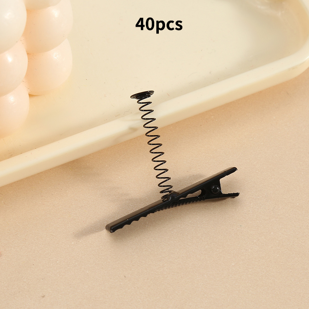 TEMU Pince à Ressort en Métal Noir à Faire Soi-Même, Accessoire de Pince à Cheveux Fait Main, Pince Bec de Canard Simple et Polyvalente, Convient aux