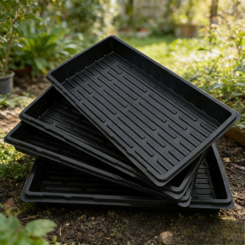 Planting Tray, 21' X 11', 2.4' Deep, Heavy, Flat-bottomed, Seed Starting Tray, Geometric Pattern, , No Drainage Holes, Lightweight, Suitable For 72/128 Hole Plug Tray And Growth Of