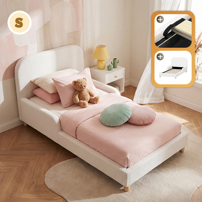TEMU Double Single Platform Beds | Side Guard Rails Boucle, Contemporary Style By Sun Yee, Assembled