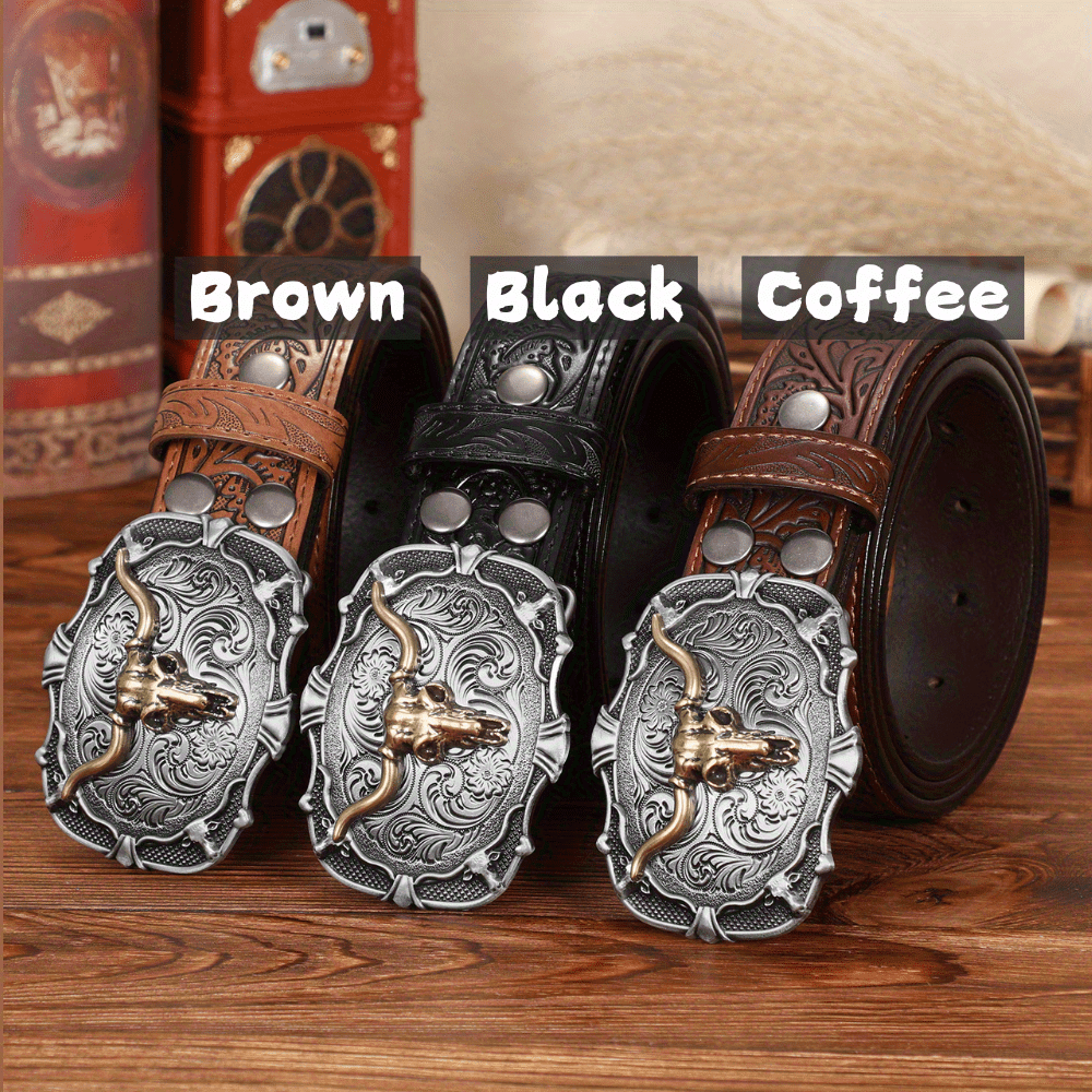 whlppy 1pc vintage western brown belt men women unisex - Temu display picture 2