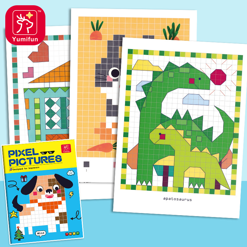TEMU 1pc Livre de coloriage à copier avec grille pixellisée multi-styles, livre de coloriage d'entraînement à la motricité fine et à la concentration