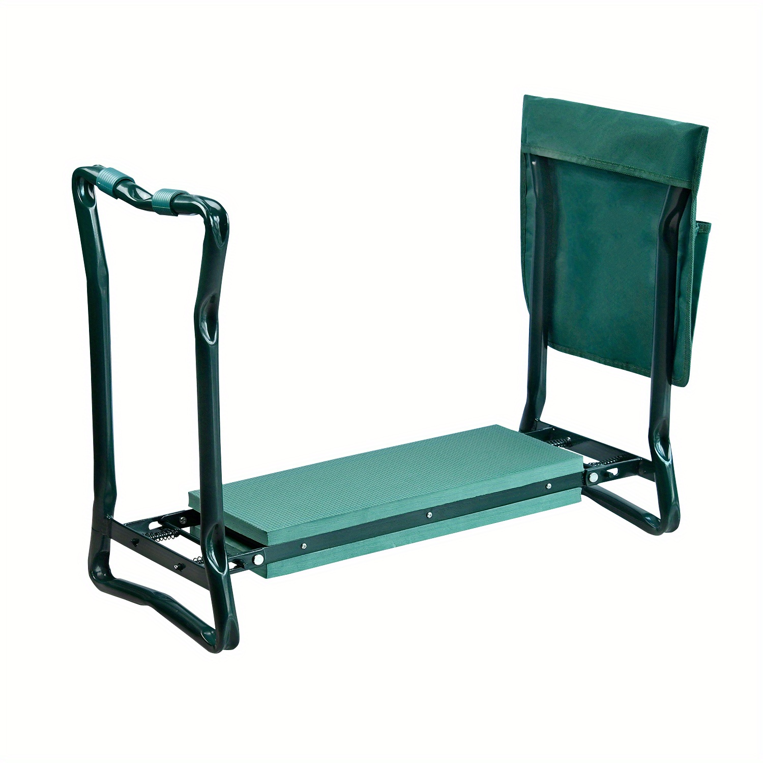 59 X 49cm Folding Garden Stool With Tool Pouch, Portable Garden Bench, Load Capacity 150kg, Green